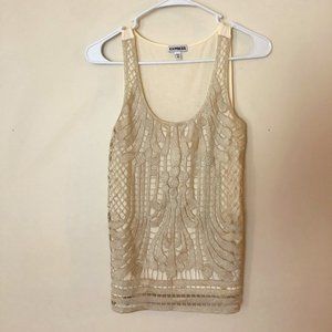 Express Patterned Gold Sparkly Tank